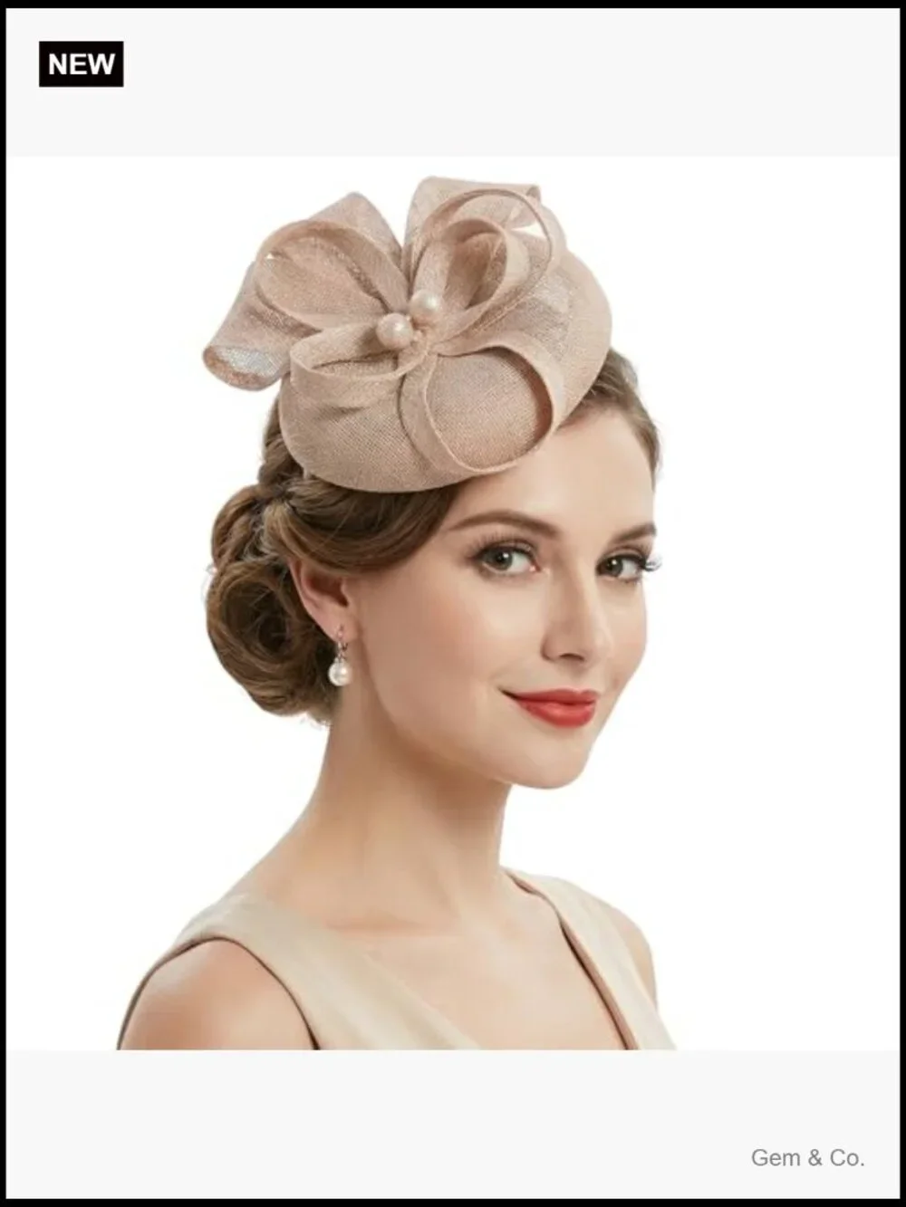 Fascinator Tea Party Hat with Bow Pearl, Pillbox Hat for Wedding Cocktail